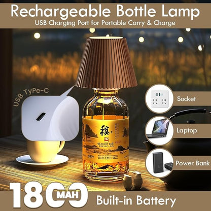 WILIT Wireless Bottle Lamp, 3-Level Brightness Cordless Table Lamp Shades, Touch Night Light for Nightstand, Battery Operated Light for Bedroom, Bar Decor&Living Room, Women Gifts, Mothers Day Gifts