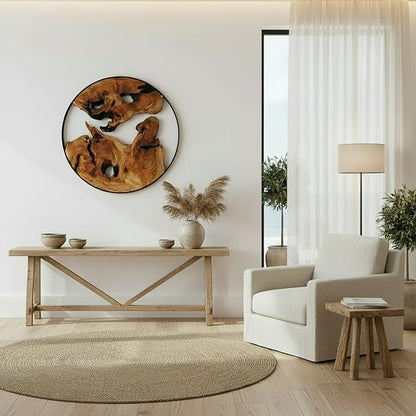 WELLAND Cedar Wood Wall Decoration Ornaments, 16" L x 16" W x 1" H Hanging Decoration, Irregular Shape Decor for Home Office, Living Room, Bedroom, Entryway, Bathroom