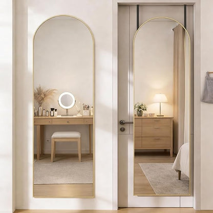 Simple Deluxe 47x14 Arched Full Length Mirror Over The Door, Wall Mounted Full Body Mirror, Modern Gold Aluminum Alloy Frame, HD Reflection, for Bedroom, Living Room, Entryway, Gold