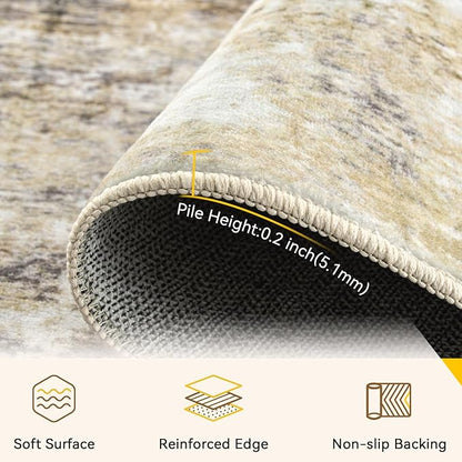 RELEANY Washable Area Rugs 2'x3' Non-Slip Modern Abstract Soft for Living Room Entryway Bedroom Nursery, Print Pattern, Neutral Brown Gray