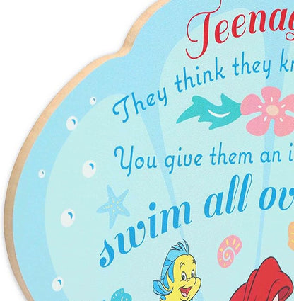 Open Road Brands Disney The Little Mermaid Teenagers Wood Wall Decor - Funny Sebastian Quote Wall Art with Undersea Scene