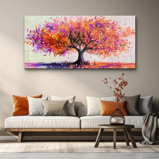 Wapluam Large Wall Decor For Office Canvas Wall Art For Living Room Bedroom Decorations Red Tree Wall Paintings Abstract Watercolour Colorful Pictures Artwork Canvas Posters Home Decor Mural 30" x 60"