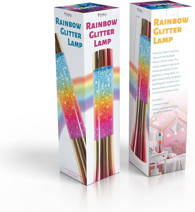 13" Rainbow Motion Glitter Lamp, 7 Vibrant Colors, Soothing Ambiance, Gift for Kids, Home Office Lamp, Home Office Decor, Perfect for Setting The Mood in Any Room