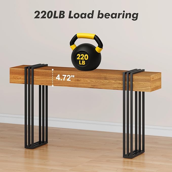 knoworld 63 Inch Long Console Table, Industrial Sofa Table Behind The Couch Rectangular Entryway Table for Entrance Hallway Living Room, Rustic Brown