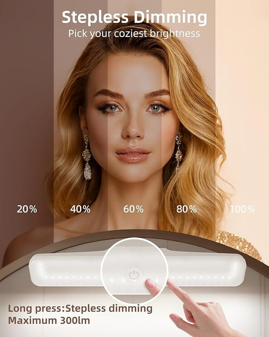 EZVALO 2 Pack Wireless Makeup Light, Rechargeable Vanity Lights for Mirror with 3 Color Modes, Stepless Dimming, Touch Control & Adjustable Angle, Cordless Bathroom Mirror Light, Gift for Women