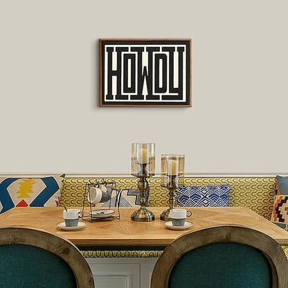 QIYFFBN Framed Funky Western Wall Decor Black and White Howdy Wall Art Big Texas Modern Canvas Picture Southwestern Country Ranch Sign Print Trendy Cowgirl Cowboy Farmhouse Art(24x36in Framed)