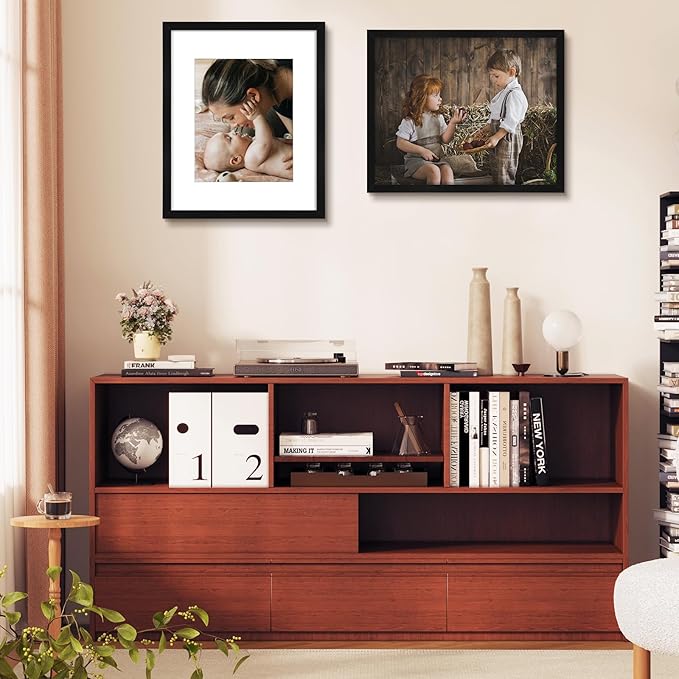 Golden State Art, 16x20 Picture Frame Set of 3 - Matted to 11x14 Photo - Engineered Wood Gallery Frame Set - Wall Mounting (Black,3 Pack)