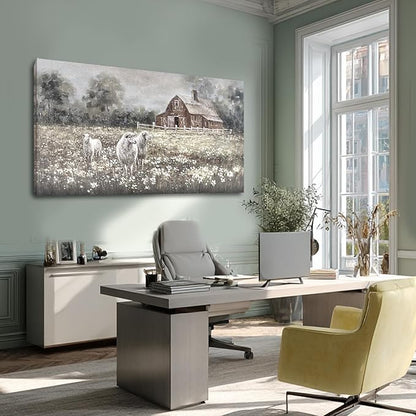 ZENPEE Vintage Farmhouse Sheep Wall Art Prints – Country Rustic Wall Decor Posters for Room, Office, Dining & Hallway, 24 x 48 Inch