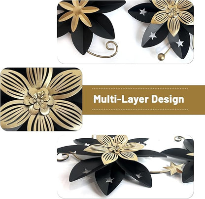 LIFFY Metal Leaf Wall Art (Black & Gold 2)