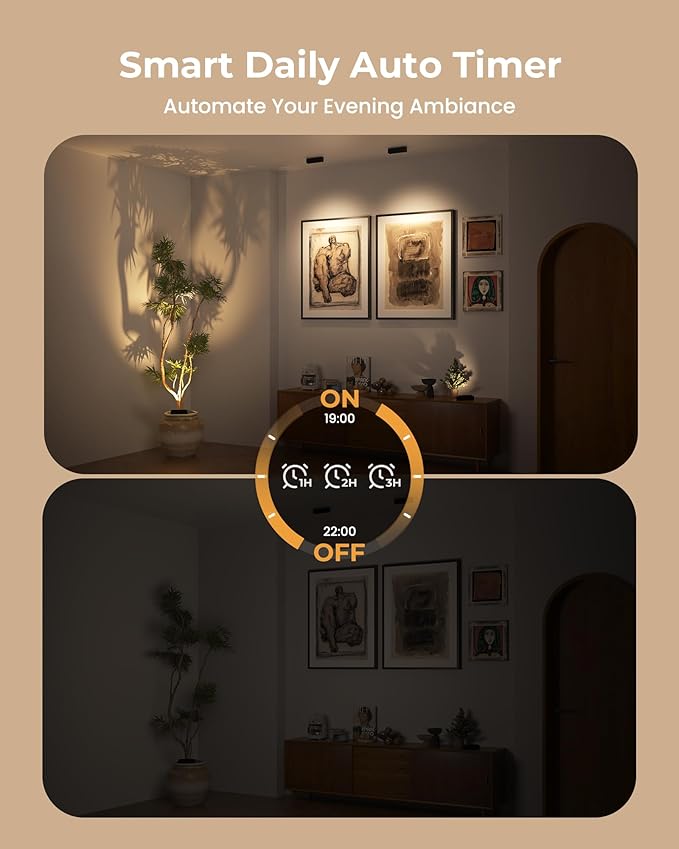 Spotlights Indoor with Daily Auto Timer, 5500mAh Rechargeable Plant Lights, Wireless Uplighting with Remote, 3CCT & Dimmable, Display Lights for Painting, Artwork, Plants, Accent Lighting