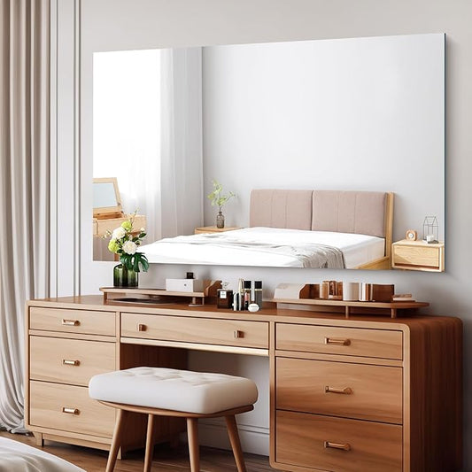 CILIBER Frameless Mirror, 60x36 Mirrors for Wall, Large Bathroom Mirror for Over Sink, Rectangle Frameless Vanity Mirror with Polished Edge, 3mm Tempered Glass, Hangs Horizontally or Vertically