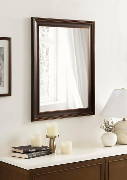 Kate and Laurel Galiano Traditional Framed Rectangle Bathroom Vanity Mirror, 23 x 29, Bronze, Classic Rectangular Bathroom Mirror for Over Sink or for Use as Entryway or Living Room Decor
