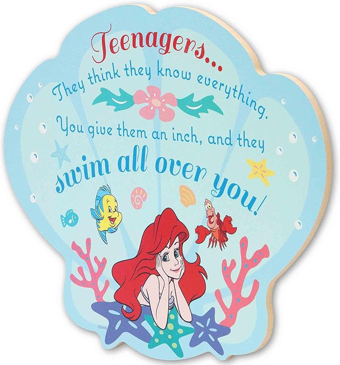 Open Road Brands Disney The Little Mermaid Teenagers Wood Wall Decor - Funny Sebastian Quote Wall Art with Undersea Scene