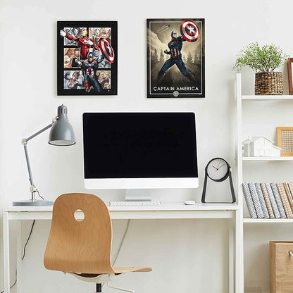 Marvel Avengers Framed Wood Wall Decor - Featuring Captain America, Iron Man and More - Classic Marvel Avengers Wall Art