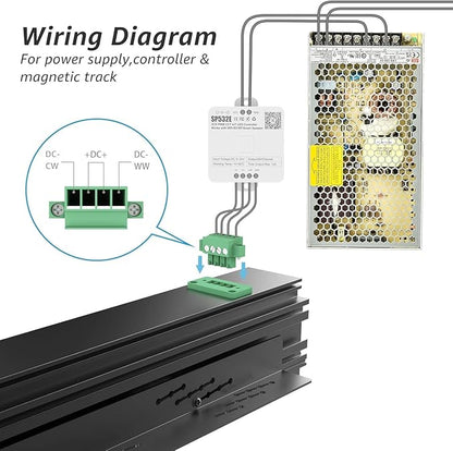 200W Low Voltage LED Power Driver Transformer with LED Controller, 24V DC Power Supply for Track Lighting, Dimmable & Control via App, Remote, Compatible Track Rails & Light Heads