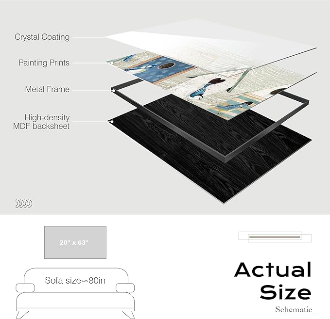 Long Narrow Vertical Wall Art for Hallway Staircase Entryway, Gray White Modern Abstract Framed Crystal Porcelain Wall Decor, Waterproof Easy Clean Artwork for Home Office Hotel Restaurant Spa 20x63 Inch