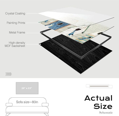 Long Narrow Vertical Wall Art for Hallway Staircase Entryway, Gray White Modern Abstract Framed Crystal Porcelain Wall Decor, Waterproof Easy Clean Artwork for Home Office Hotel Restaurant Spa 20x63 Inch