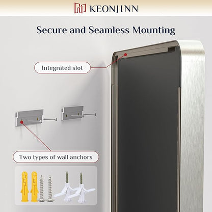 Keonjinn 48 x 30 Brushed Nickel Bathroom Mirrors for Over Sink, Large Rounded Rectangle Bathroom Vanity Mirror, Modern Decorative Silver Mirror, HD Tempered Glass Wall Mirror(Horizontal/Vertical)