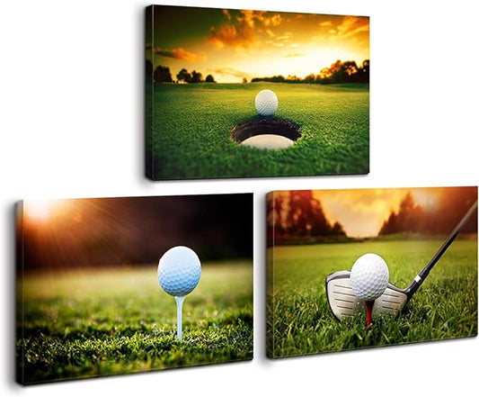 Golf Wall Art Prints, Canvas Framed Golf Posters, Sports Room Decor For Men Kids Teenagers, Golf Poster Set For Bedroom Man Cave, Golf Wall Decor, Golf Boys Bedroom Decor