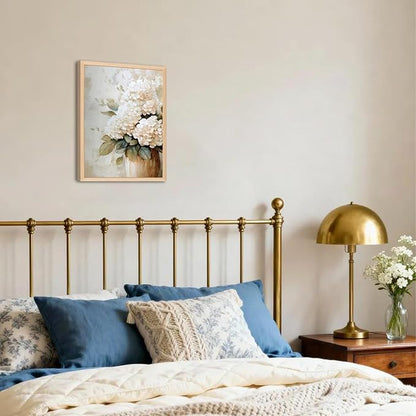 Framed Hydrangea Wall Art, White Floral Botanical Wall Decor Pictures, Vintage Flower Canvas Prints Paintings Farmhouse Aesthetic Home Decor for Living Room Bedroom Bathroom Kitchen 12x16 inch