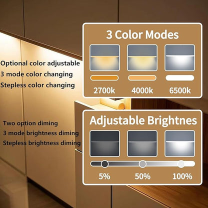 THLIFURE LED Cabinet Lights Bar with Motion Sensor, Dimmable Brightness and Color, IR Remote, Ultra Thin Strips Lighting Magnetic Mounting for Kitchen,Bookshelf,Closet 3Pack