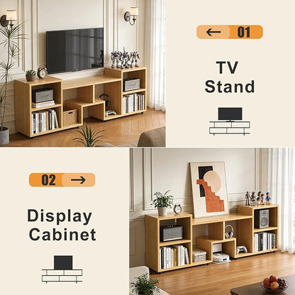 Lightdot 65 inch TV Stand, Modern Entertainment Center with Storage Open Shelf Large Capacity for Collection, Media TV Table Consoles for Living Room/Bedroom/Sofa Cabinet, Easy Assembly - Walnut