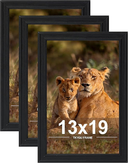 13x19 Picture frame set of 3,Modern Style Woode frames black Wall Mounting Horizontally or Vertically, 13 by 19 Wall Gallery Poster Photo Frame with Shatter Resistant Plexiglass,best gift
