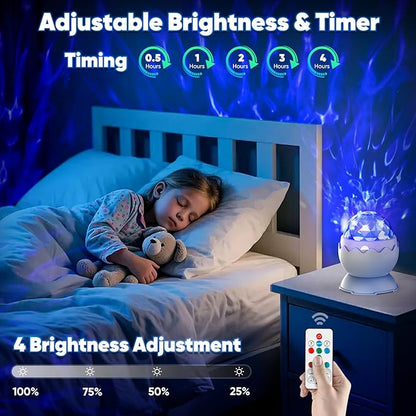 Galaxy Light Projector, 2-in-1 Night Light Projector, Timer & Remote Control, Galaxy Projector for Bedroom & Gift for Kids, Birthday, Christmas, White