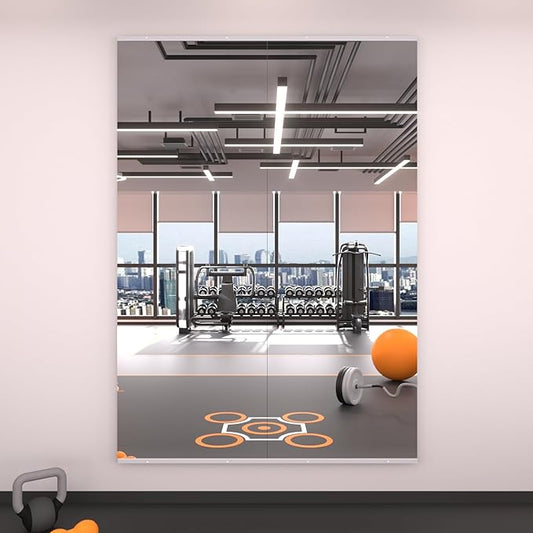 LOAAO Home Gym Mirror, 67"x24"-2 PCS Gym Mirrors for Wall, Frameless, Tempered Glass, Large Workout Mirrors for Home Gym, Dance Studio, Yoga Room, Garage Gym