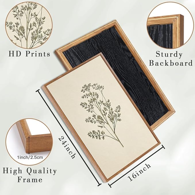 ANHUIB Neutral Beige Floral Canvas Wall Art Large Cream Botanical Wall Decor Vintage Minimalist Modern Paintings 16x24 Inch Set of 3 for Living Room Dining Room Bedroom