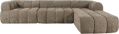 Christopher Knight Home Mania 122" Modular L-Shape Sofa Couch with Chaise Lounge, Modern Sectional Sofa Set for Living Room, Boucle Fabric Upholstered Cloud Couch with Deep Seat, Brown