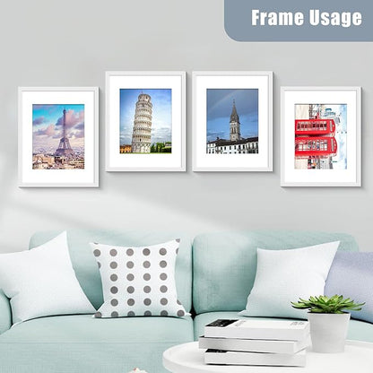 BESCRCL 11x14 Picture Frame White Set of 6, Display Pictures 8x10 with Mat or 11x14 without Mat, Photo Frames for Wall Mounting