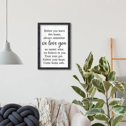 AuraPeak Before You Leave This Home Sign for We Love You Inspirational Quotes Laundry Room Living Room Wall Decor Family Entryway kitchen Wall Hanging Art (16"×10" Black)