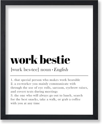 Poster Master Definition of Work Bestie Print - Typography Poster - Dictionary Art - Minimal Gift for Boss & Colleague - Funny Decor for Office, Workplace or Dorm - 16x20 UNFRAMED Wall Art
