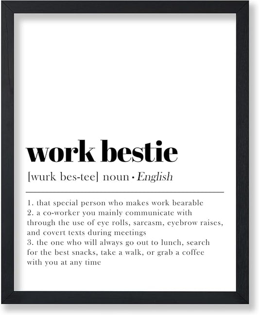 Poster Master Definition of Work Bestie Print - Typography Poster - Dictionary Art - Minimal Gift for Boss & Colleague - Funny Decor for Office, Workplace or Dorm - 16x20 UNFRAMED Wall Art
