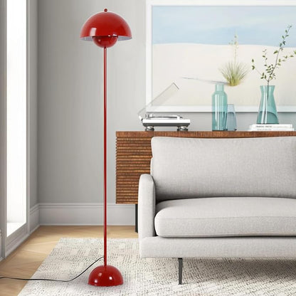 COSYLUX Modern Floor Lamp for Living Room, Industrial Tall Standing Lamp for Bedroom, Metal Shade Reflecting Light Reading Floor Lamp for Office, Nursery Room, Corner(Burgundy/Dark Red)