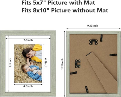 Golden State Art, 8x10 Picture Frame Set of 6 - Matted to 5x7 Photo - Engineered Wood Gallery Frame Set - Wall Mounting or Tabletop Display (Grey,6 Pack)