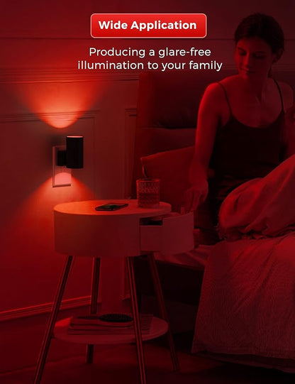 L LOHAS LED Red Night Light, Circadian Night Lights Plug into Wall, LED Nightlights with Light Sensor, Sleep Aid Red, Dimmable Night Light for Nursery Kids Adults, Home Decor, Hallway, Bedroom, 2Pack