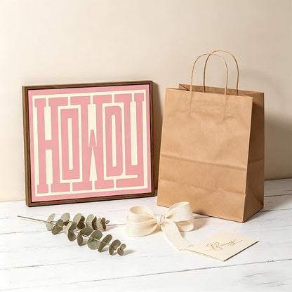 QIYFFBN Framed Howdy sign Western Cowgirl Picture Wall Art Pink Cream Preppy Canvas Painting Retro Southwestern Country Prints Wall Decor Farmhouse Living Room Bedroom For Teen Girls (12x16inch)