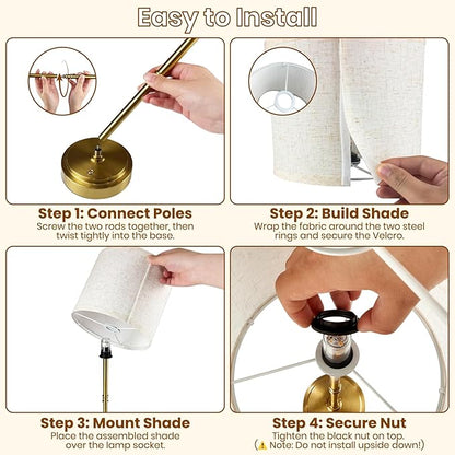 AWOKE 17.7" Large Cordless Table Lamps Set of 2,7500mAh Rechargeable Battery Operated Nightstand Light, Stepless Dimmable 3000K Fabric Shade Desk Lamp for Bedroom & Living Room (Brass)