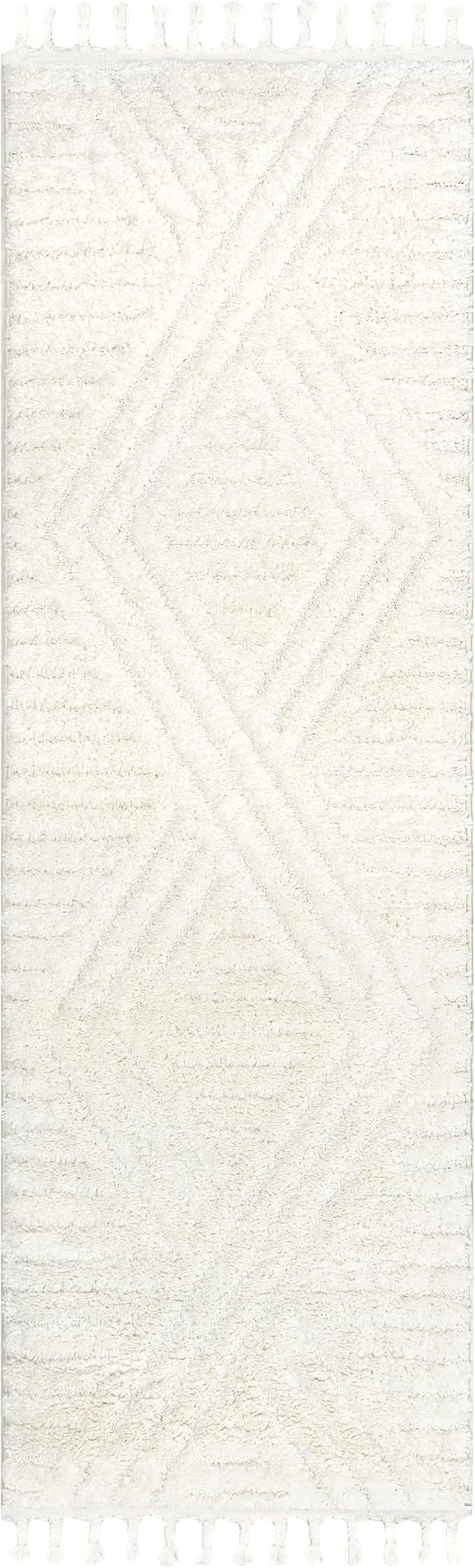 Nuloom Risette Ivory, 2'6" x 6', Geometric, Soft and Textured, High Traffic, Stain Resistant, Easy Clean, Durable Runner for Bedroom, Living Room, Dining Space, Den, Foyer, Entryway