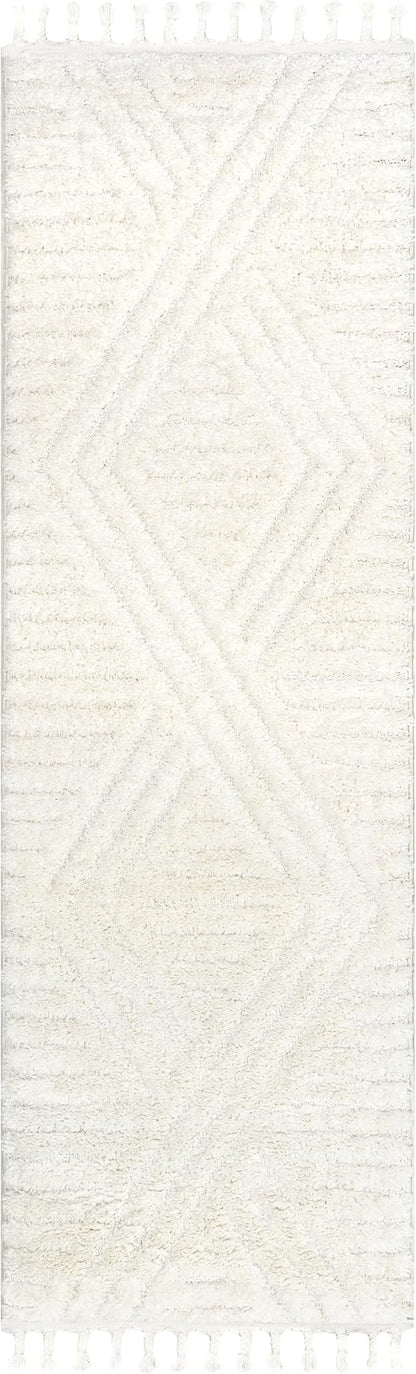 Nuloom Risette Ivory, 2'6" x 6', Geometric, Soft and Textured, High Traffic, Stain Resistant, Easy Clean, Durable Runner for Bedroom, Living Room, Dining Space, Den, Foyer, Entryway