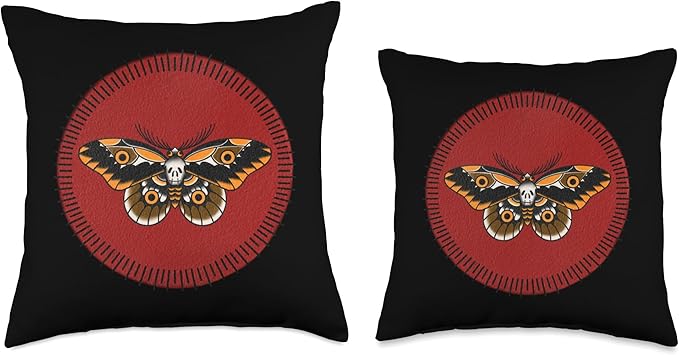 Traditional Tattoo Flash Death’s Head Moth Throw Pillow