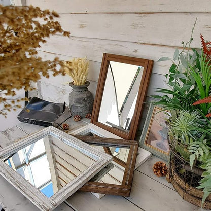 AAZZKANG Wall Mirror with Wood Framed Rustic Mirrors for Wall Rectangle Decorative for Bedroom Bathroom Living Room Entryway Farmhouse Hanging Small
