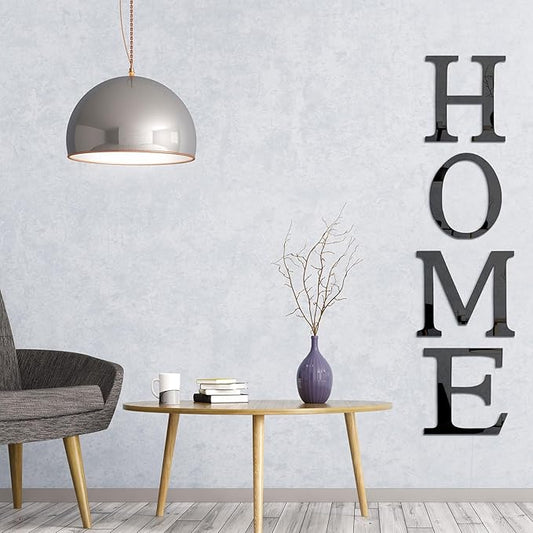 Zonon 3D Home Wall Decor Letter Sign Acrylic Mirror Wall Decor Stickers Family Farmhouse Decals for Home Room Bedroom Mirror Decoration 47x 11.8 Inch(Black)