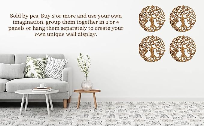 DharmaObjects Handcrafted Wooden Celtic Tree Of Life Wall Decor Hanging Art (Brown)