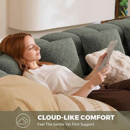 107" Modern Boneless Couch with L - Shaped Chaise, Comfy Chenille Modular Sectional Sofa with Tufted Design, Deep Seat Upholstered Sofa Bed, No - Assembly Sectional Couch, Green