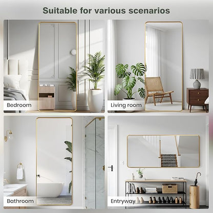Anpark Rectangle Mirror Full Length 30" x 71" Large Floor Mirror Gold Shadow Box Frame Wall-Mounted Hanging Wall for Home Decor Leaning Wall Full Body Dressing Mirror for Closet Bedroom