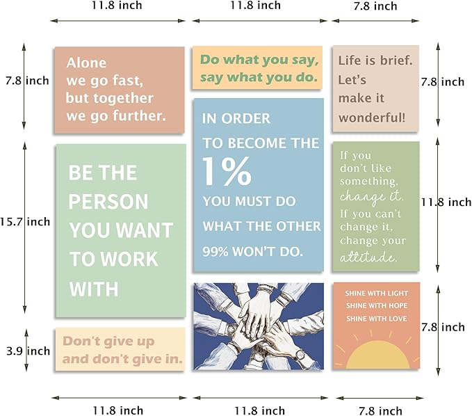 Halioyo Office Wall Art Set of 9, Motivational Canvas Prints for Workplace, Inspirational Teamwork Wall Decor with Positive Affirmations, Ready to Hang Print Poster