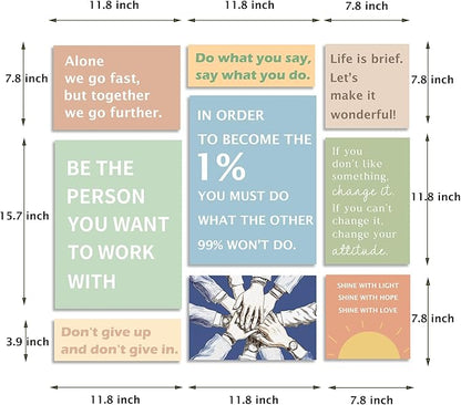 Halioyo Office Wall Art Set of 9, Motivational Canvas Prints for Workplace, Inspirational Teamwork Wall Decor with Positive Affirmations, Ready to Hang Print Poster